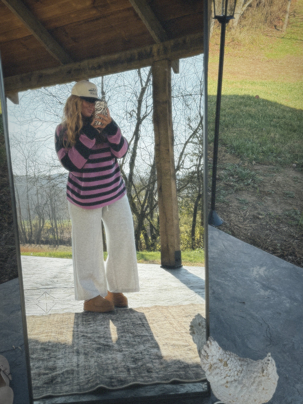 Lilac + navy sweater